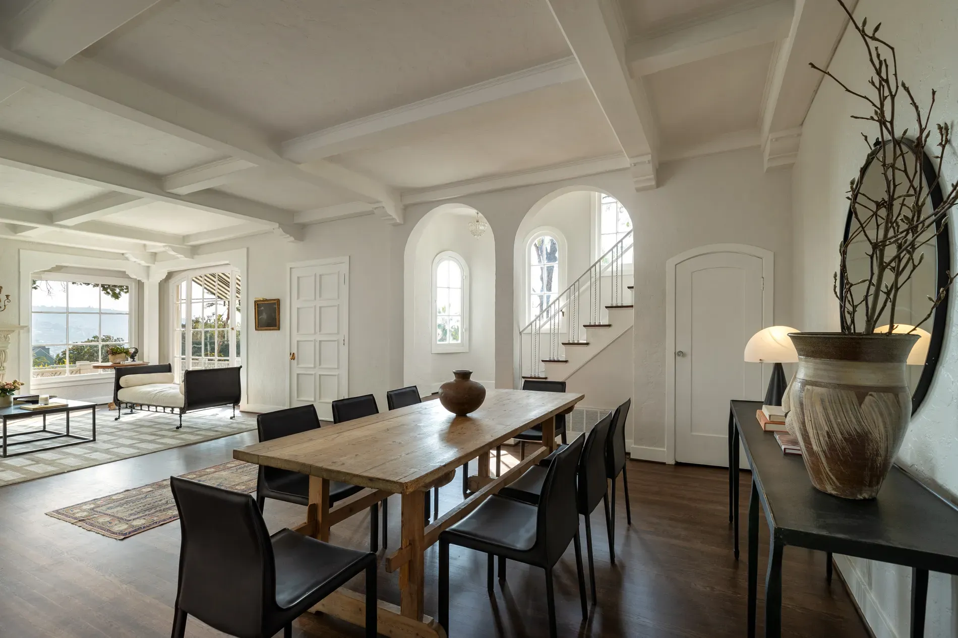 From this angle, big arches, whitewashed everything, rustic bits peeking through.