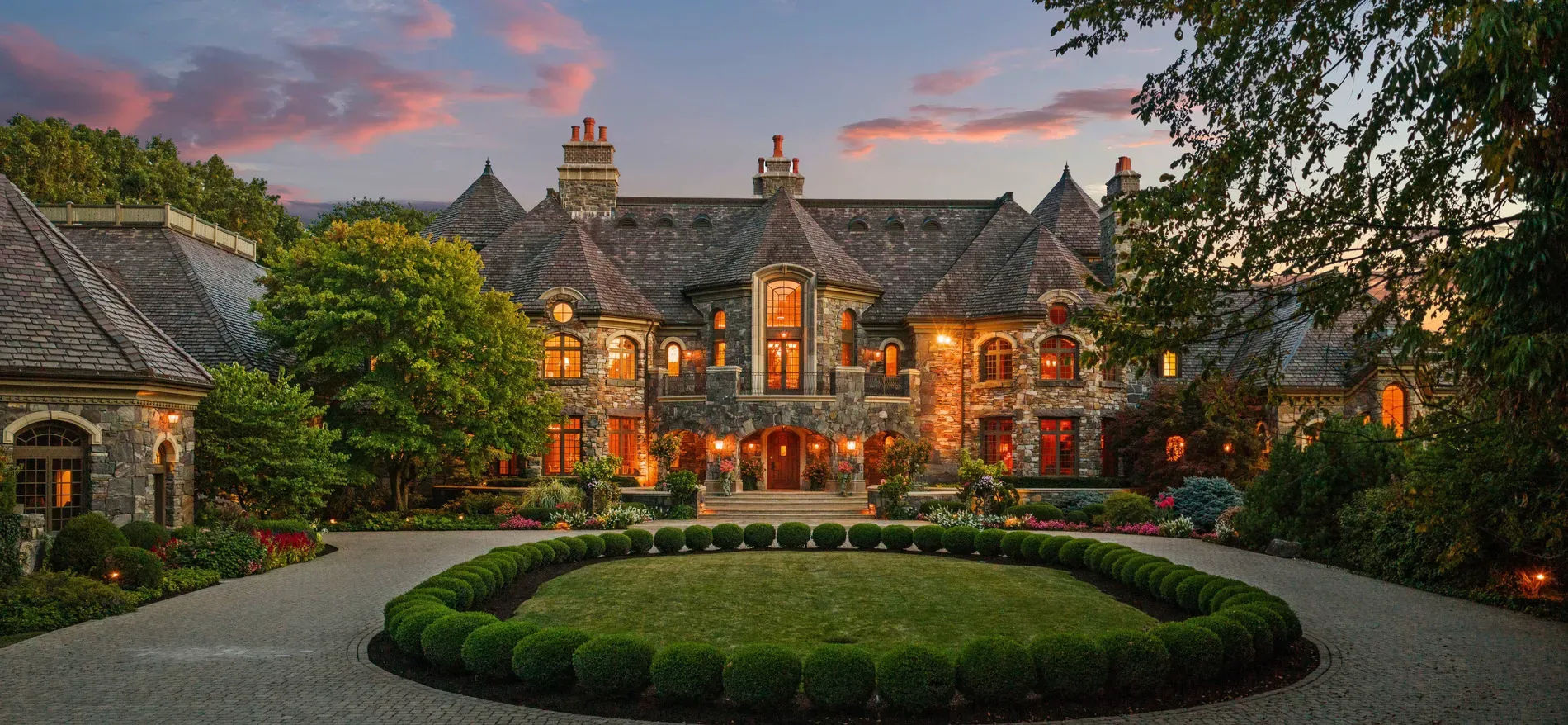 Here's the front—stone on stone, steep roof, very storybook vibes.