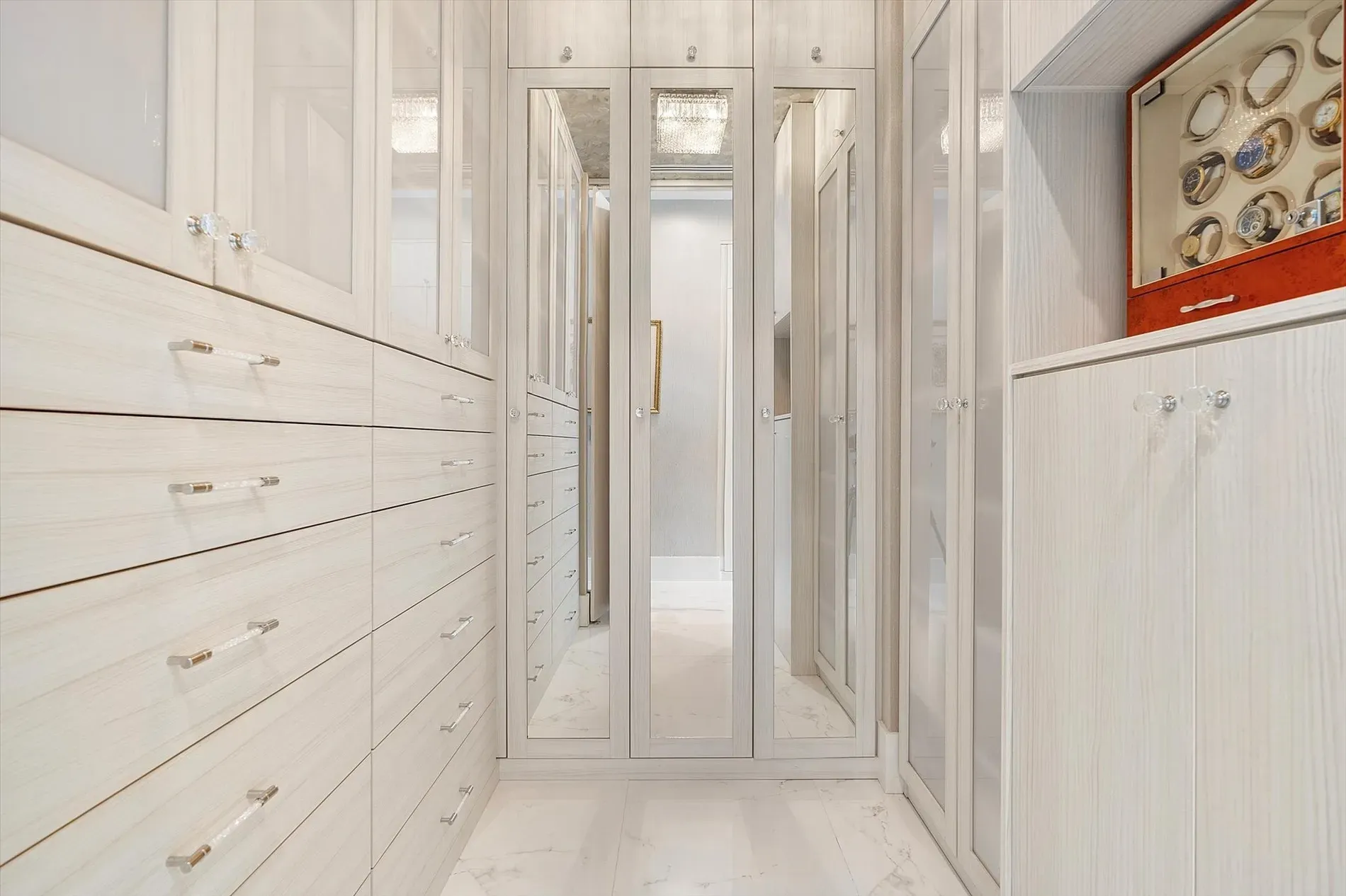 Then the closet. all-white, super organized. Looks a boutique. Where’s my hoodie?