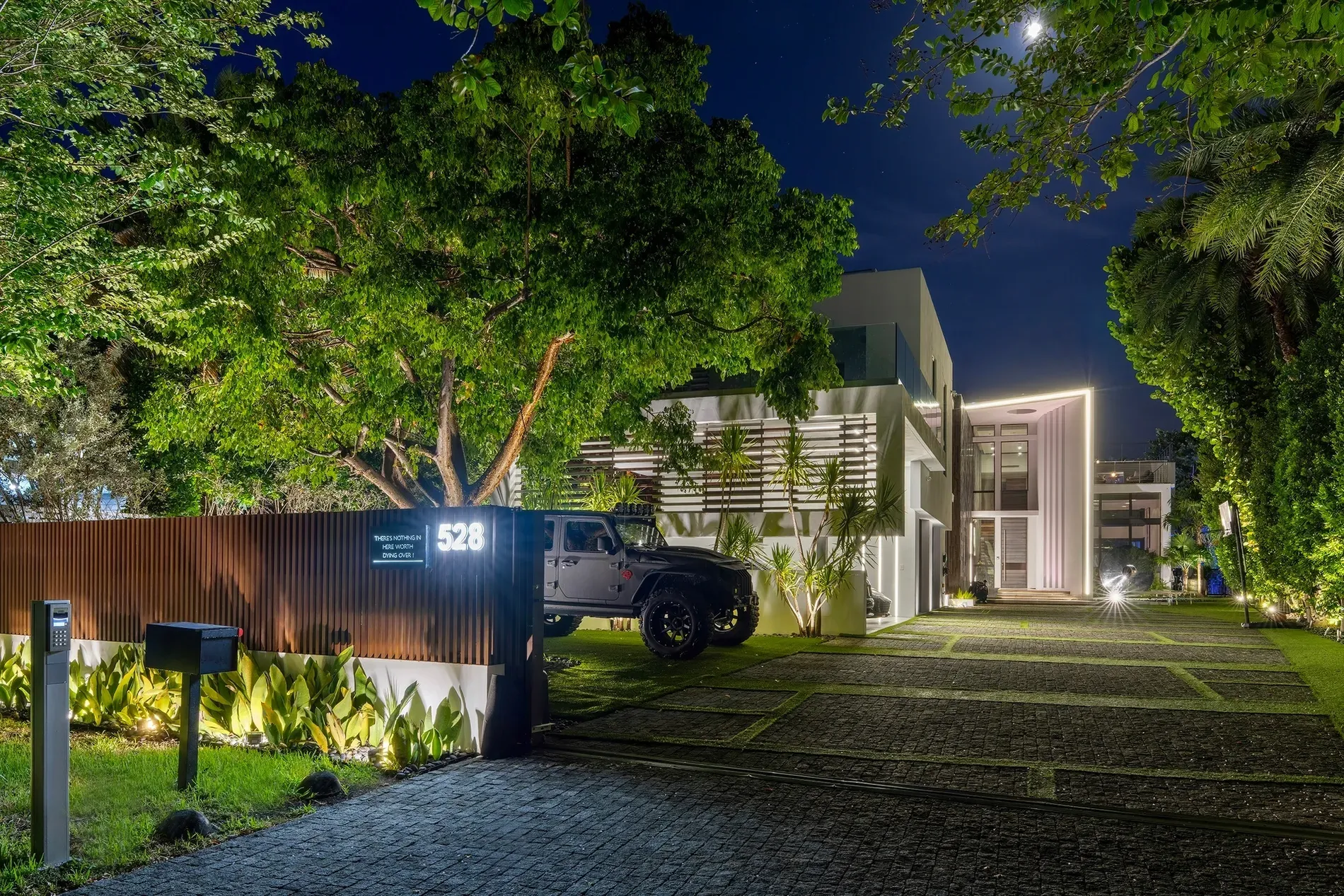 Front elevation goes super minimal. White walls and plants doing the work.