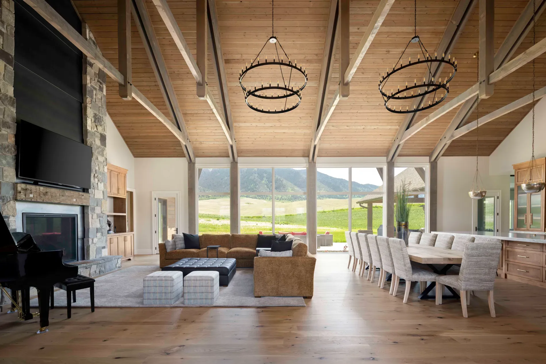 Living area goes full chalet. I mean, cool, but maybe too much? Still wow.