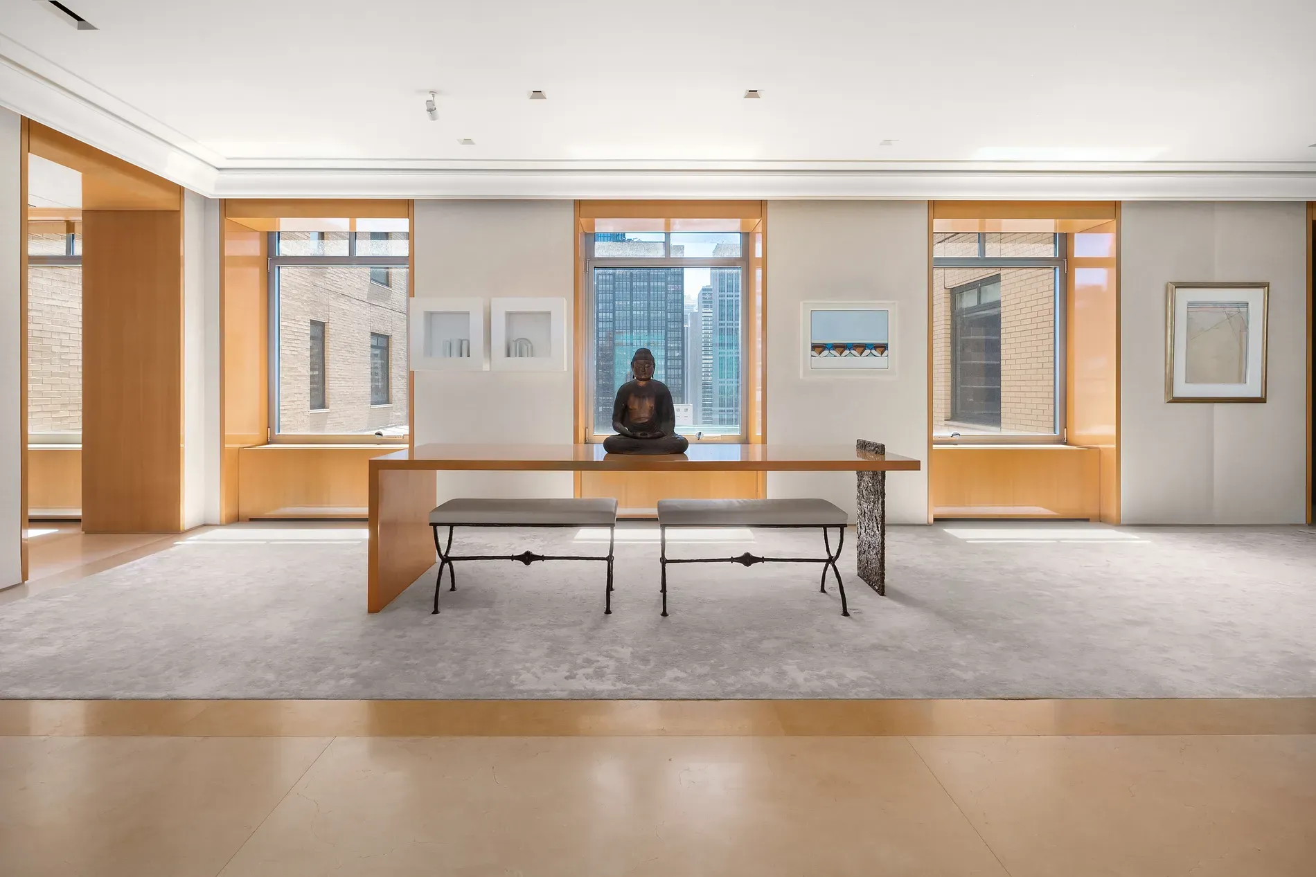 Here's the chill zone — low table and benches. Tea ceremony vibes?