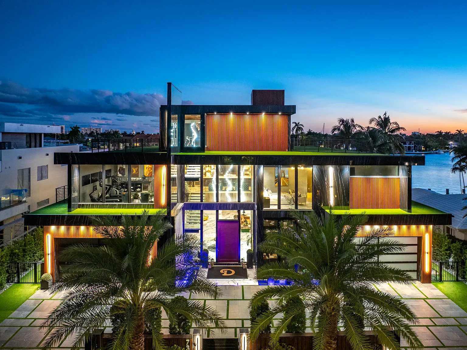 Glass and wood outside again. Looks best at sunset, obviously.