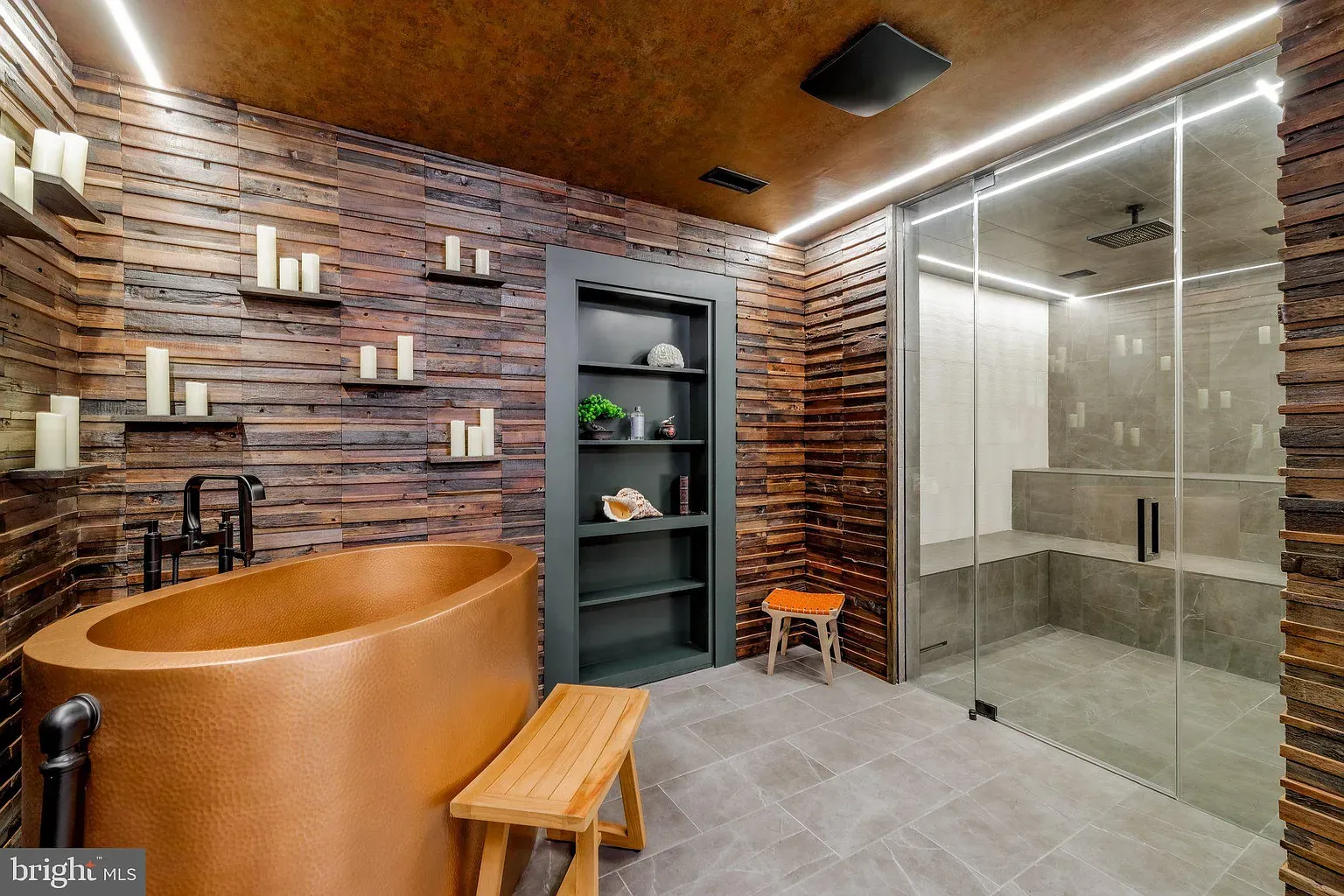 Copper tub stole the show. Rustic meets spa day.