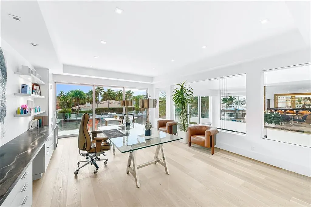 Office with wall-to-wall windows. Hard to doomscroll with that view.