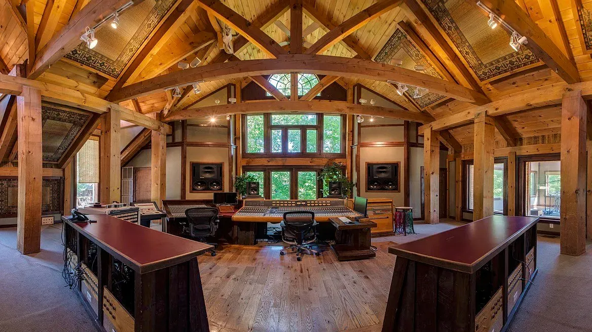 Recording studio with cathedral beams. Would accidentally make a folk album here.