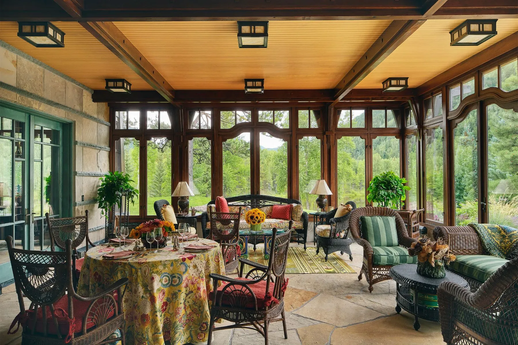 Arched windows make the trees look framed. Afternoon nap zone.