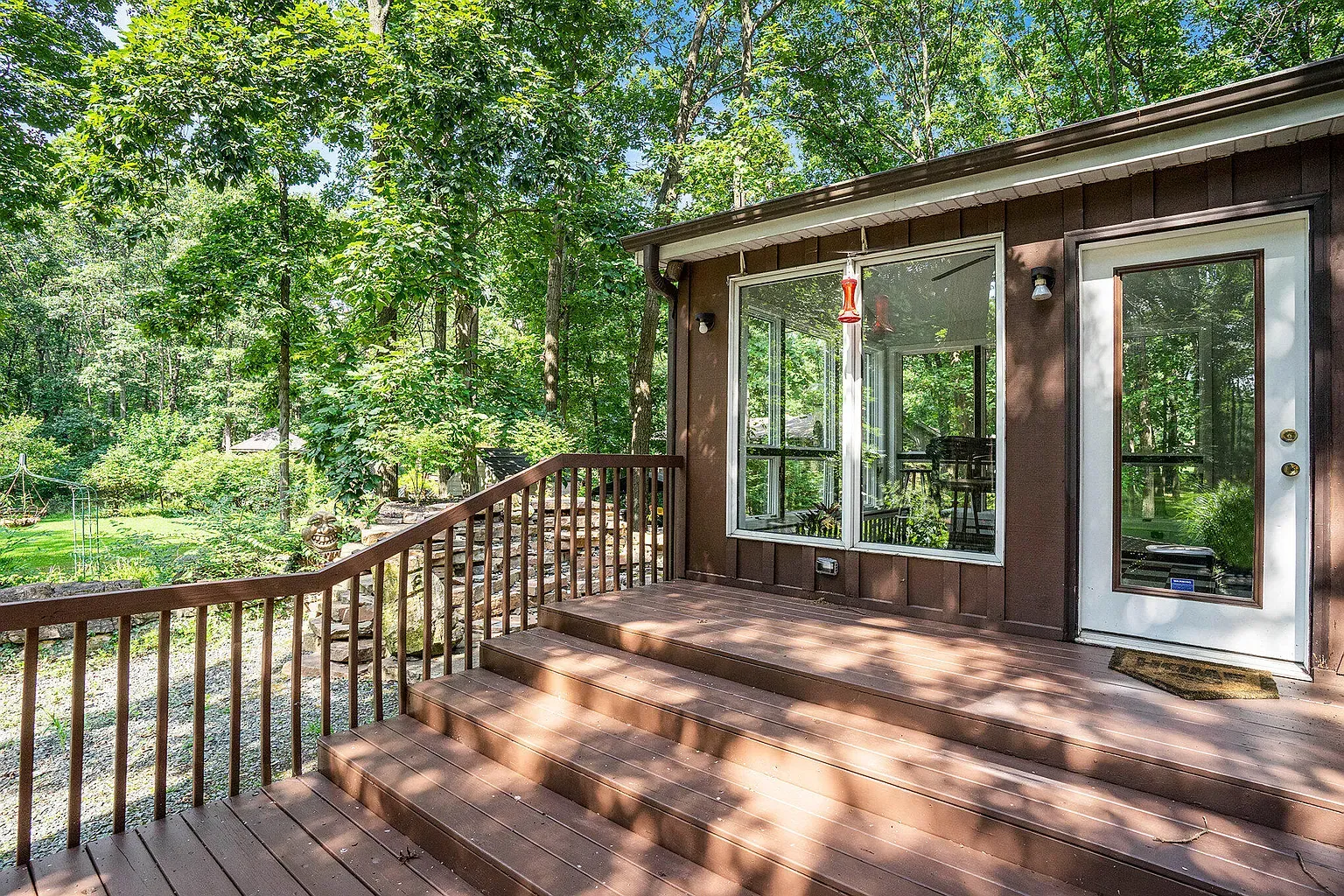 Little cabin in the trees. Those stairs look a storybook entrance.