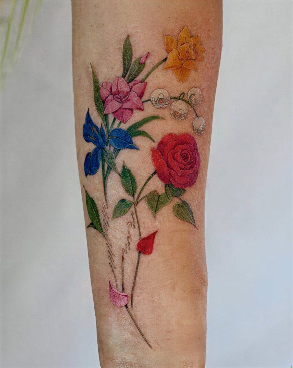 Watercolor wash with names over it