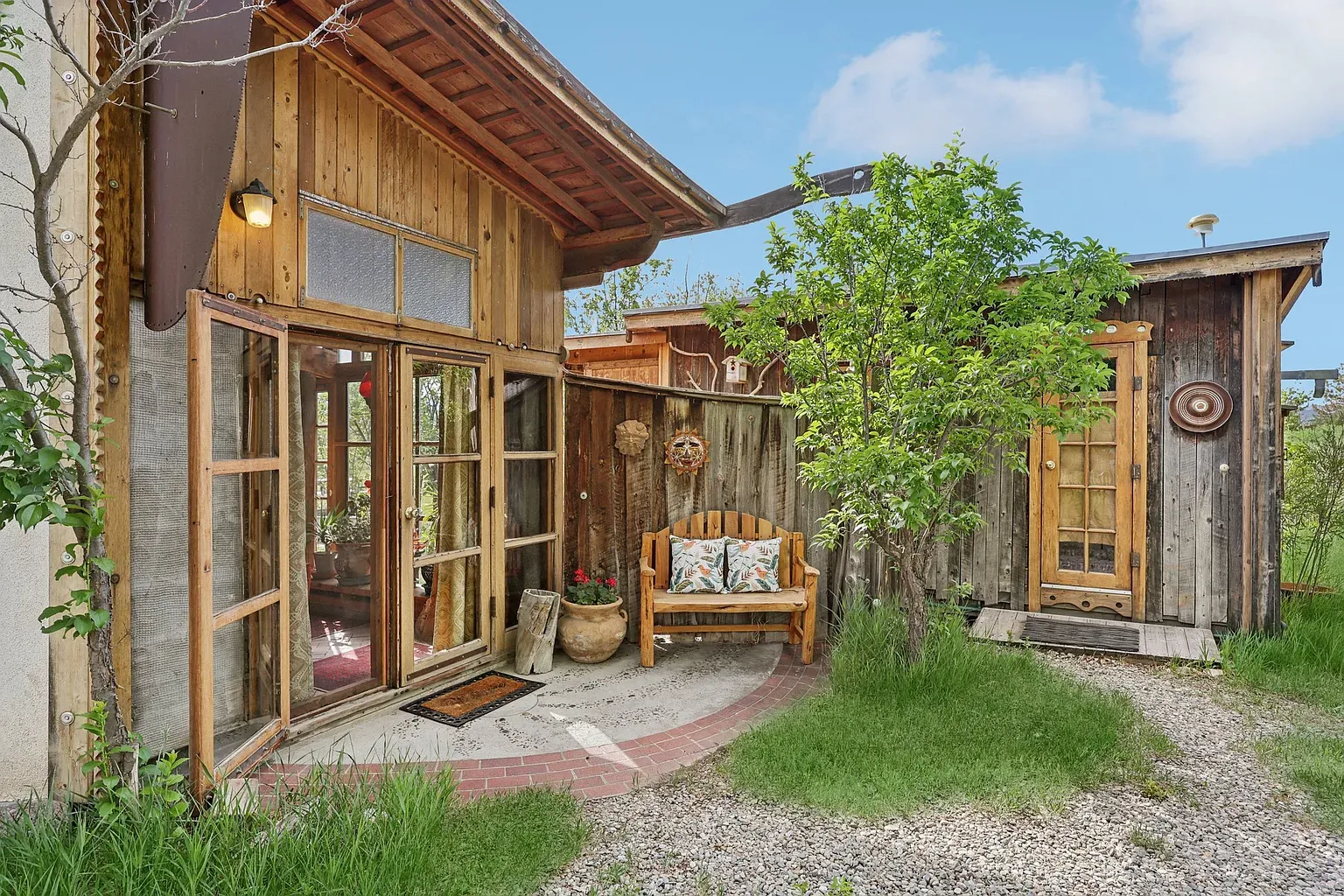 Front door drama to French doors. Lots of glass, lots of welcome.