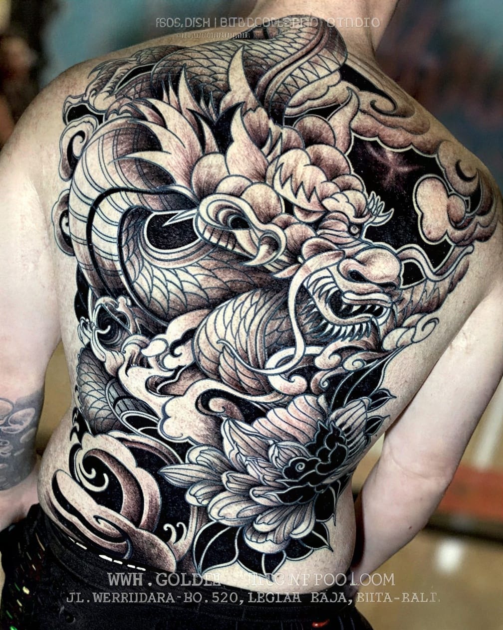 Fearsome Dragon Wrapping the Back