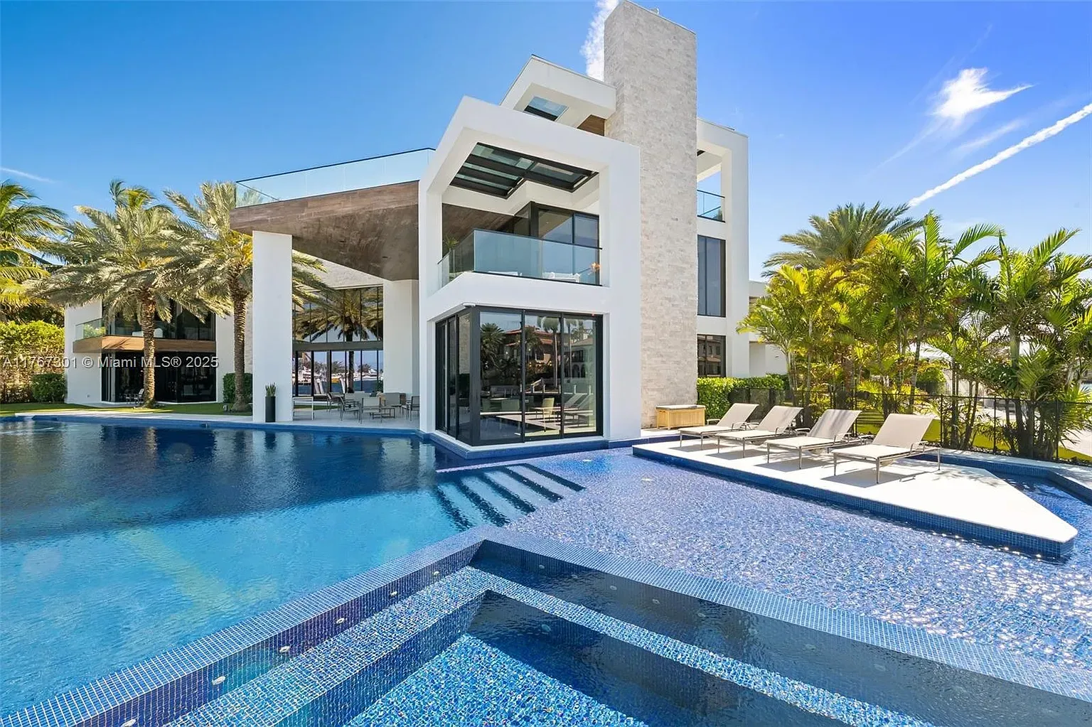 Geometric white-and-stone facade. Very modern, still feels warm somehow.