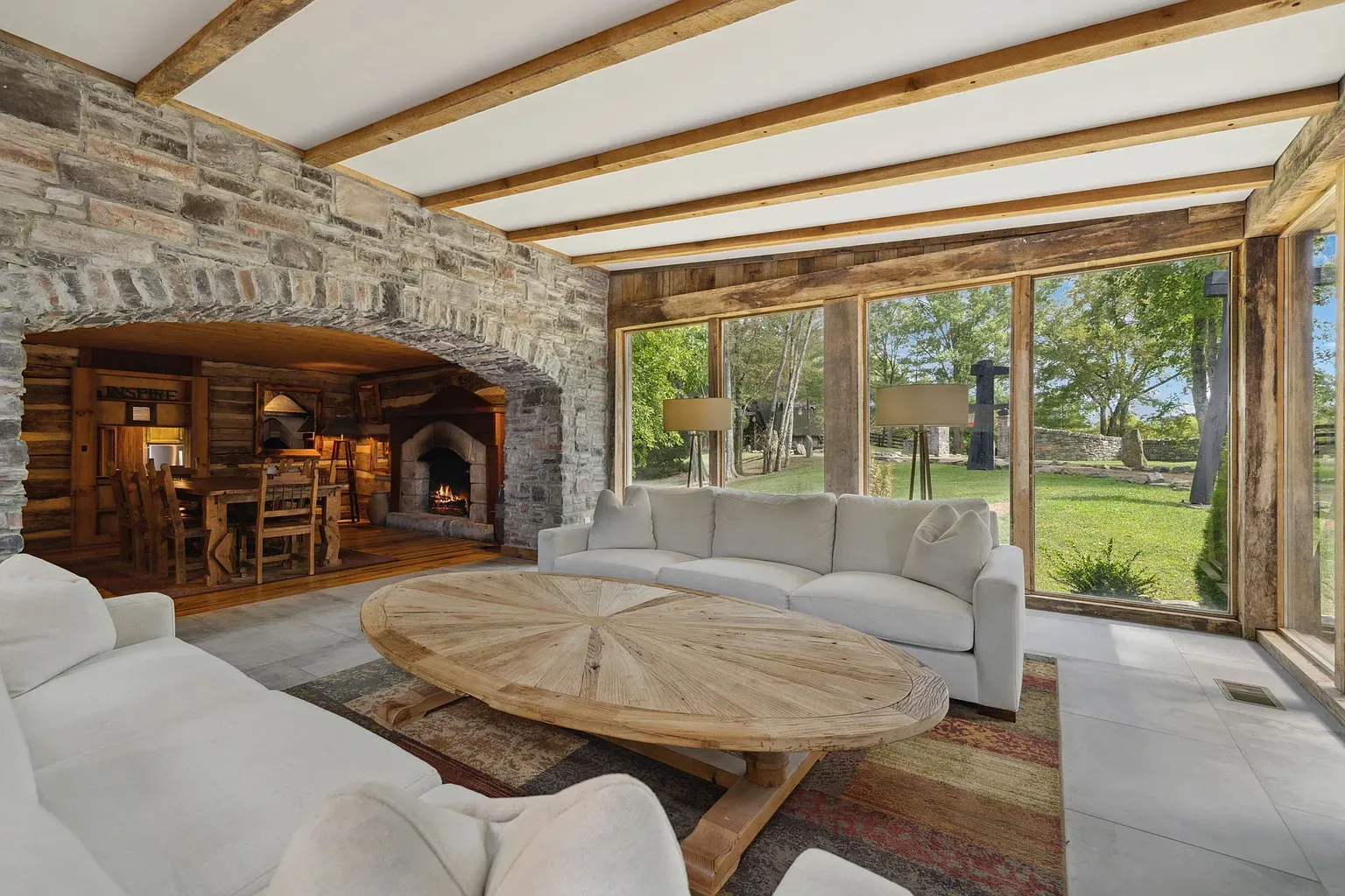 Another stone fireplace, softer this time. Looks movie night central.