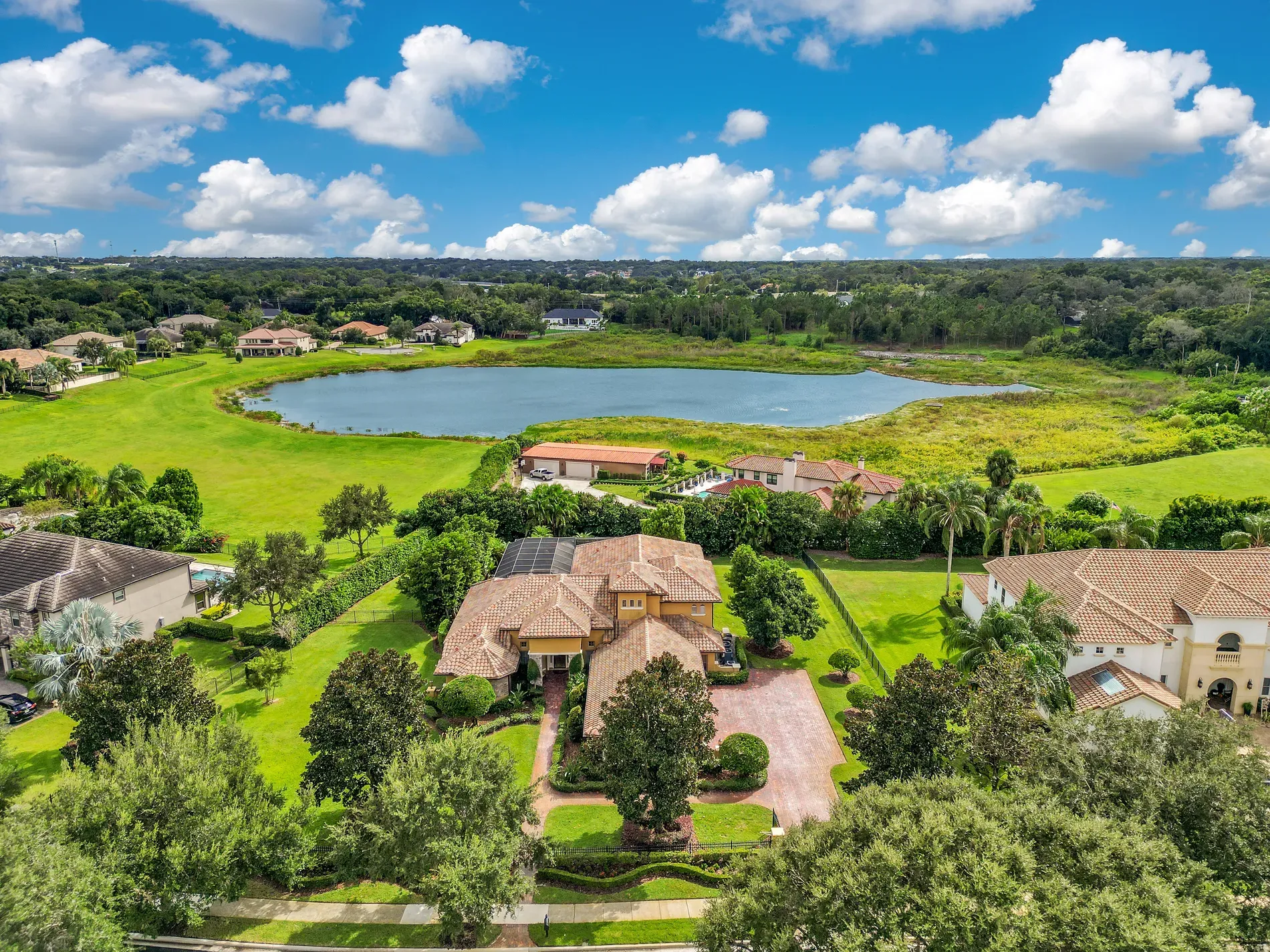 Back outside. clay tile roof city. Postcard suburban, a little too perfect?