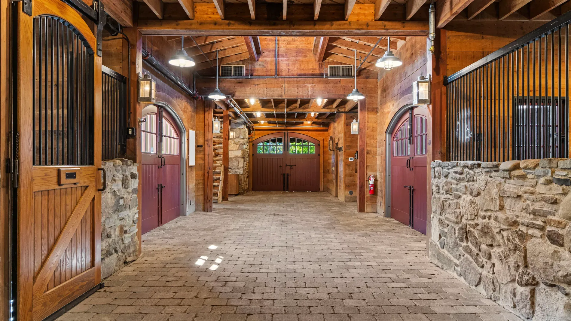 Indoor barn looks a cathedral for horses.