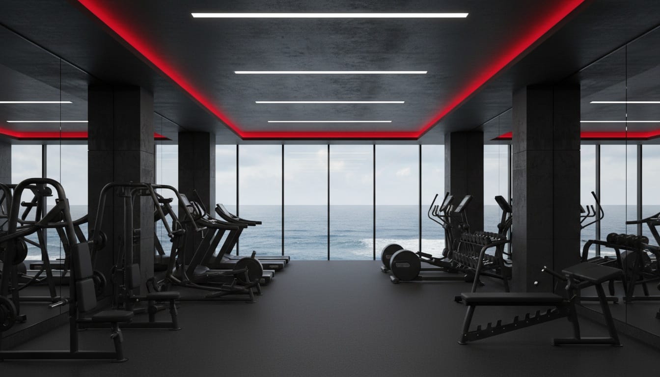 Even the gym feels cinematic