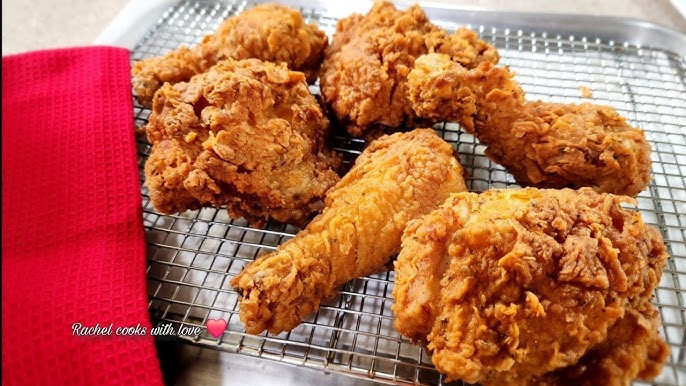 a golden fried chicken with crispy skin