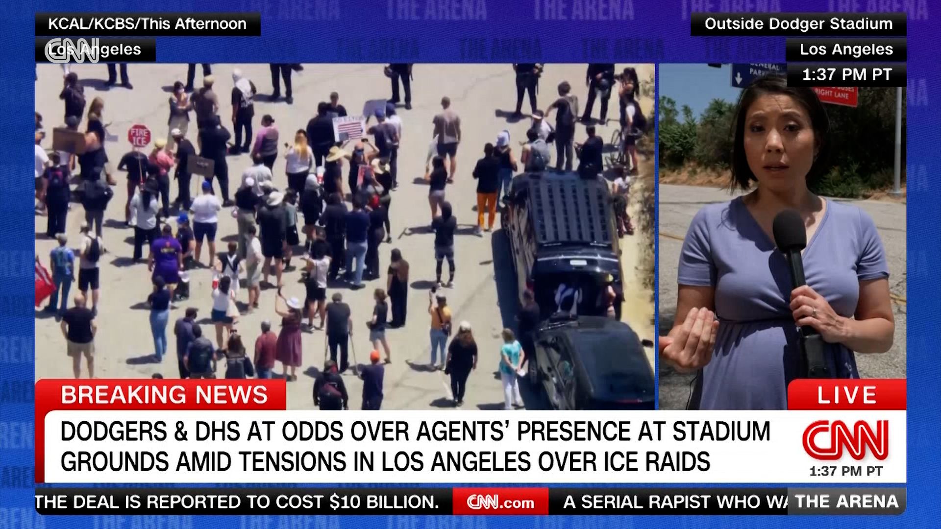 Federal agents seen outside Dodger stadium