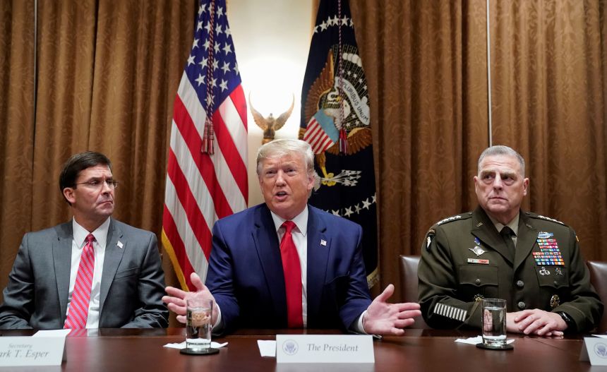 President Trump and military leaders in Washington D.C.
