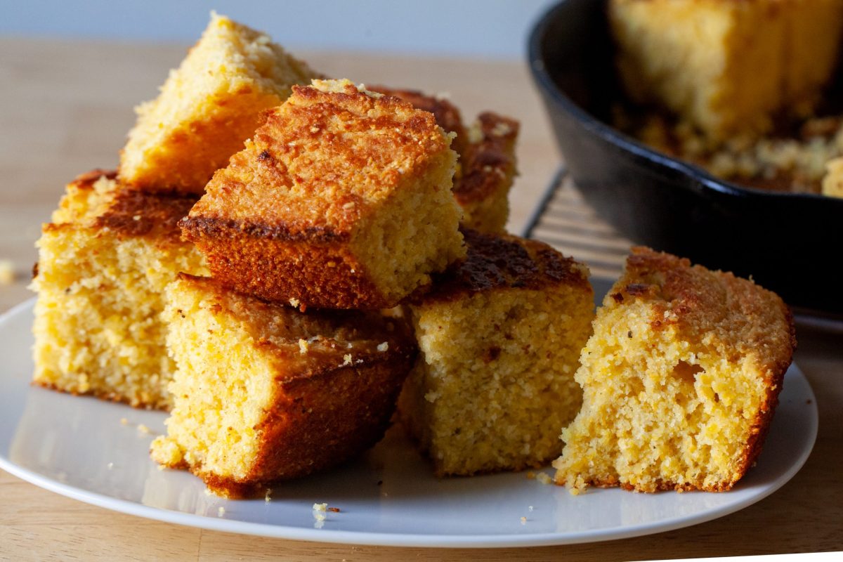 a freshly baked cornbread with a perfect appearance