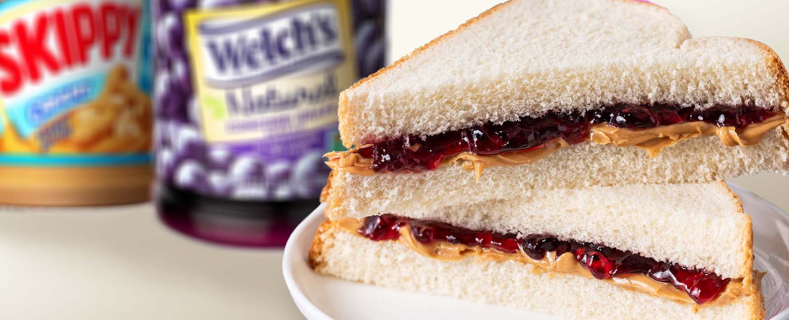 a classic sandwich with peanut butter and jelly