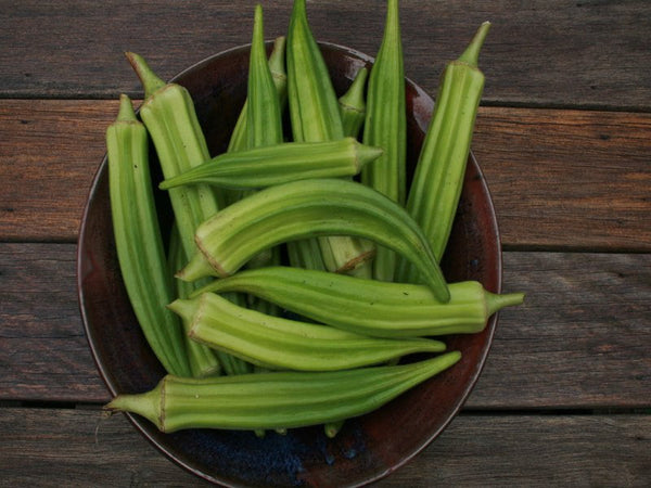 a fresh okra with six pods