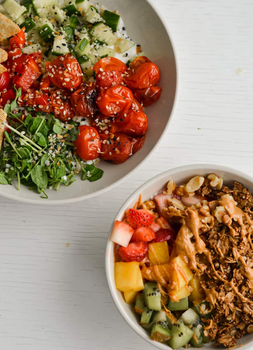 an appetizing food bowl with cottage cheese