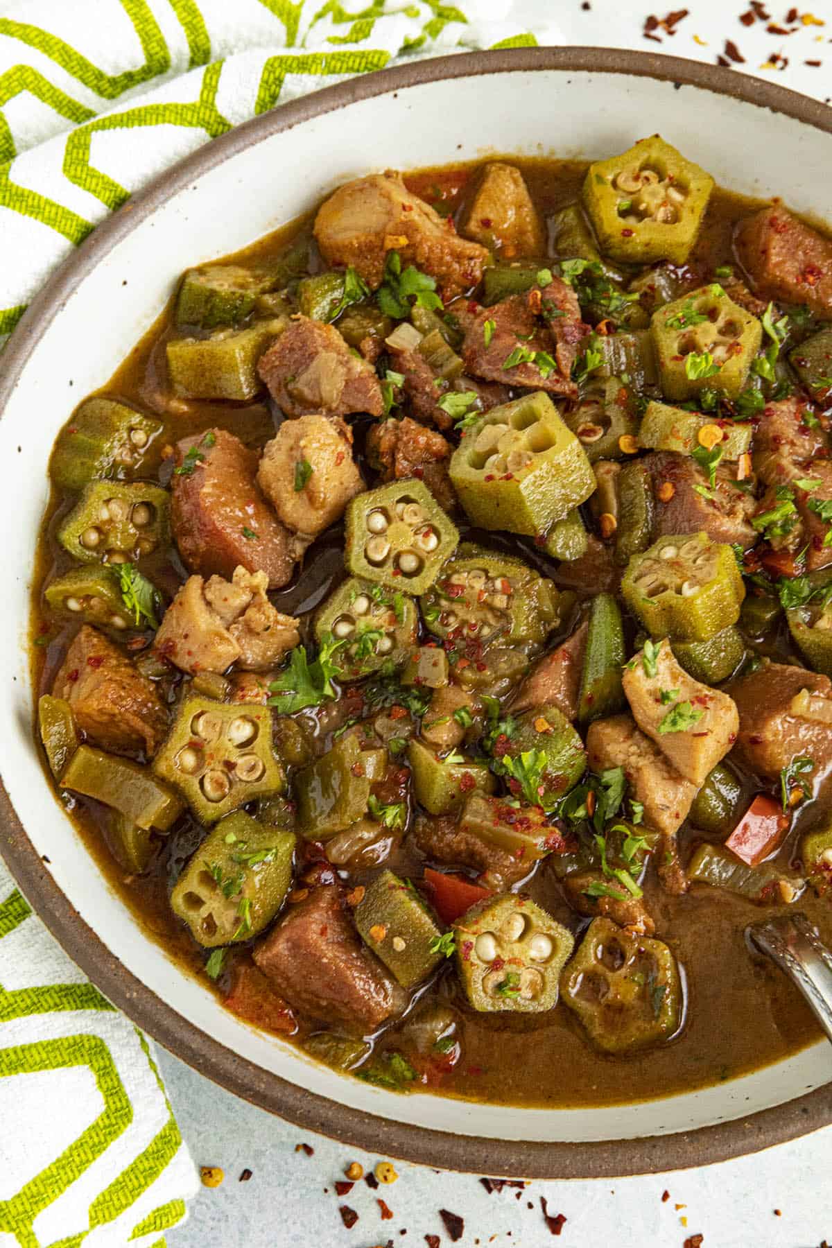 a traditional gumbo with okra