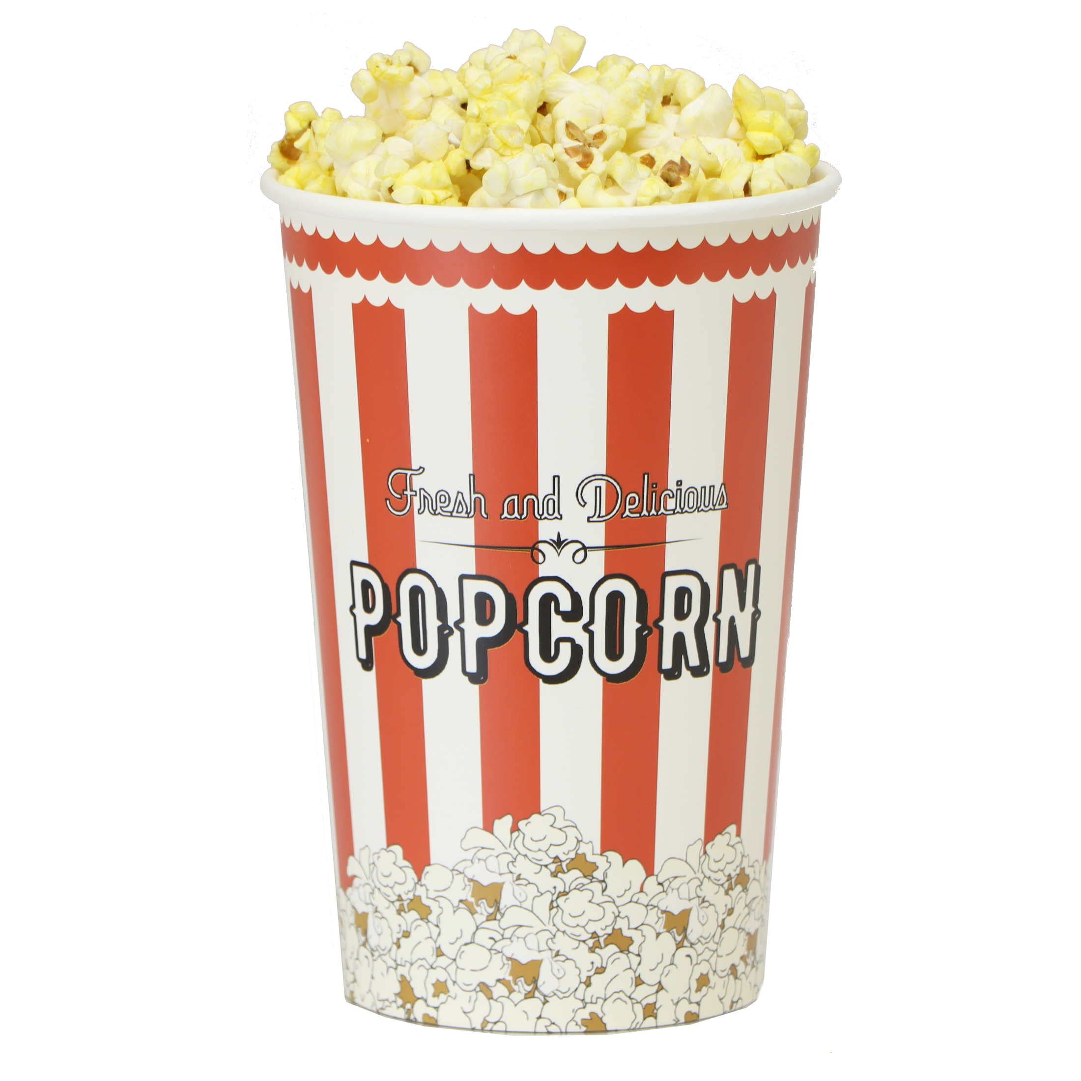 a classic popcorn bucket with fresh popcorn