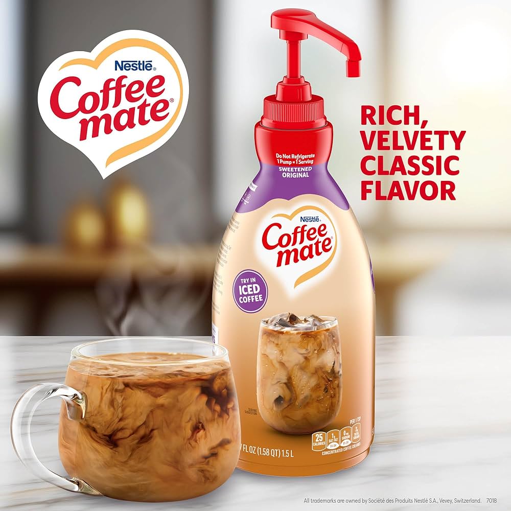 a Coffee-Mate creamer bottle with coffee