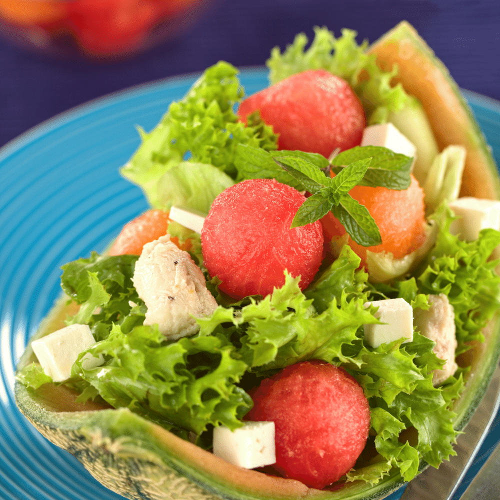 Melon Salad with Goat Cheese, Mint