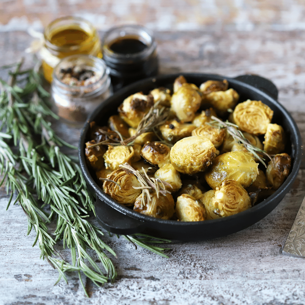 Duck fat-roasted Brussel sprouts