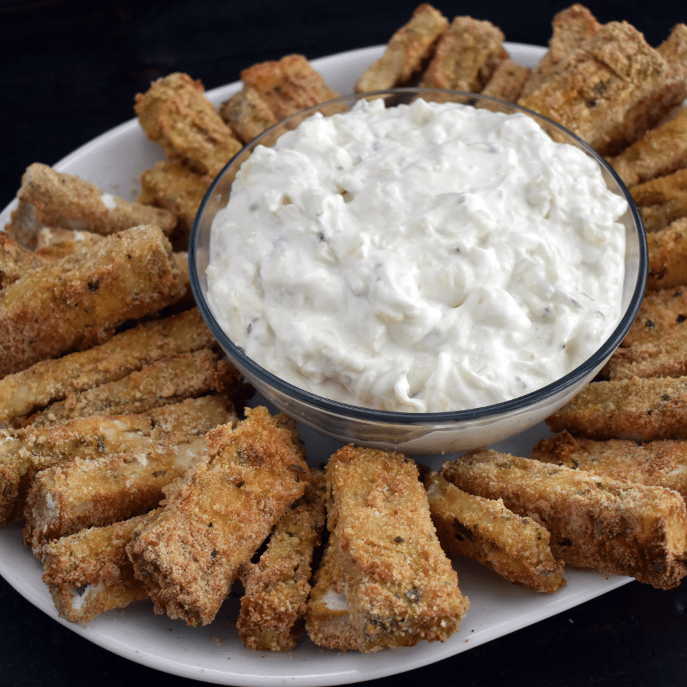 Fried eggplant with Tzatziki Sauce