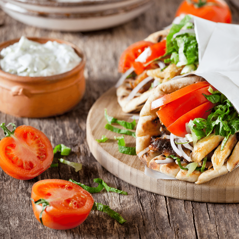 Greek Chicken Gyros with Tzatziki Sauce