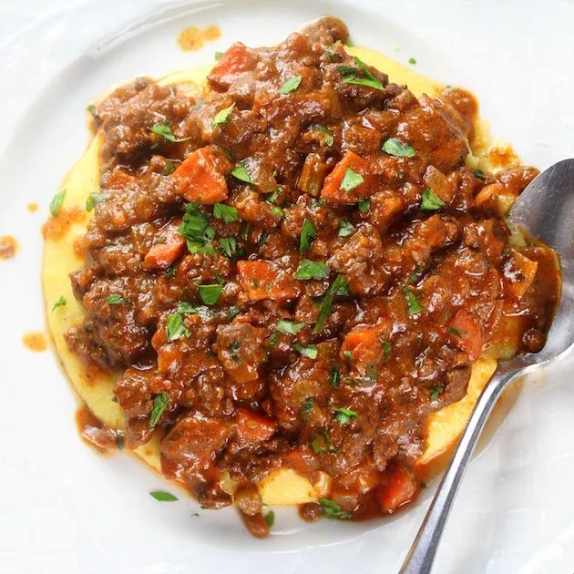 EASY PARMESAN POLENTA BOLOGNESE