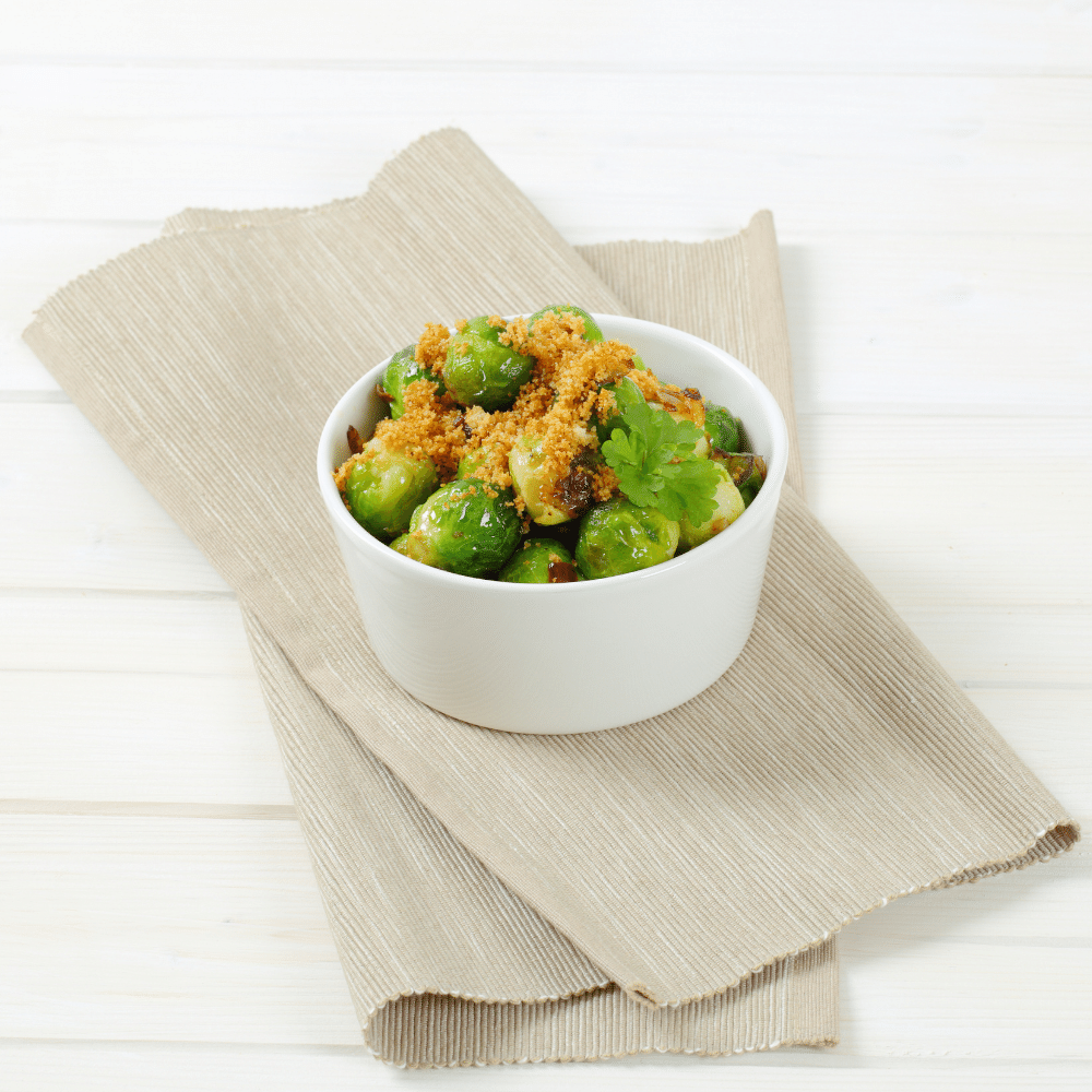 Roasted Brussel Sprouts with Bacon and Shallots