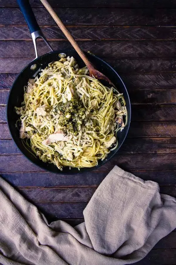 4-Ingredient Pesto Pasta with Chicken and Parmesan