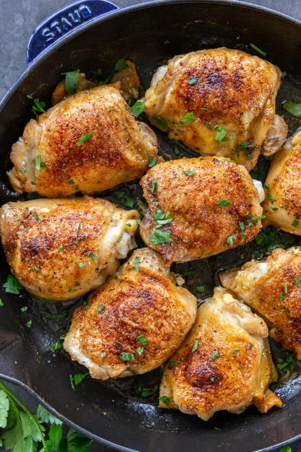 Crispy Baked Chicken Thighs (from MomsDish)