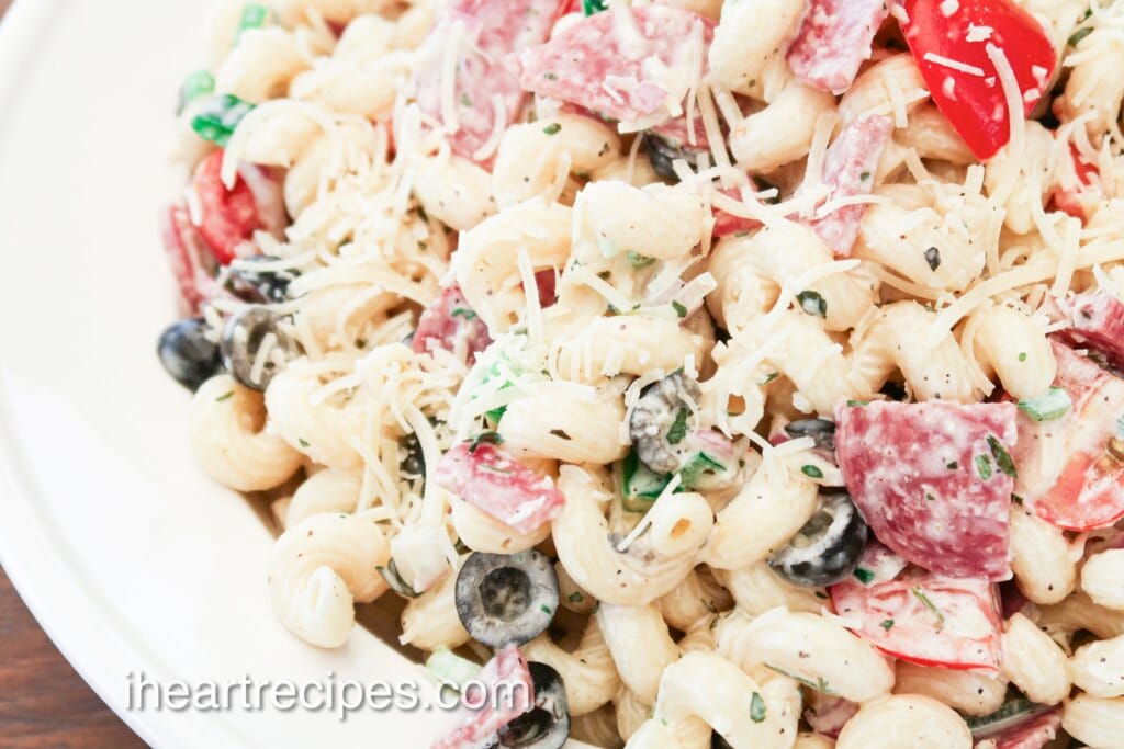 Italian pasta salad with salami
