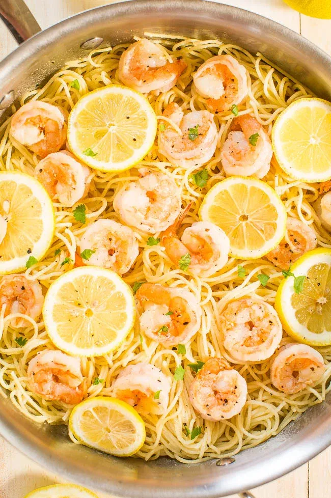Lemon Butter Garlic Shrimp with Angel Hair Pasta