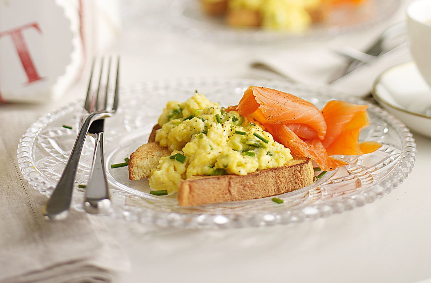 Smoked Salmon Slices with Scrambled Eggs