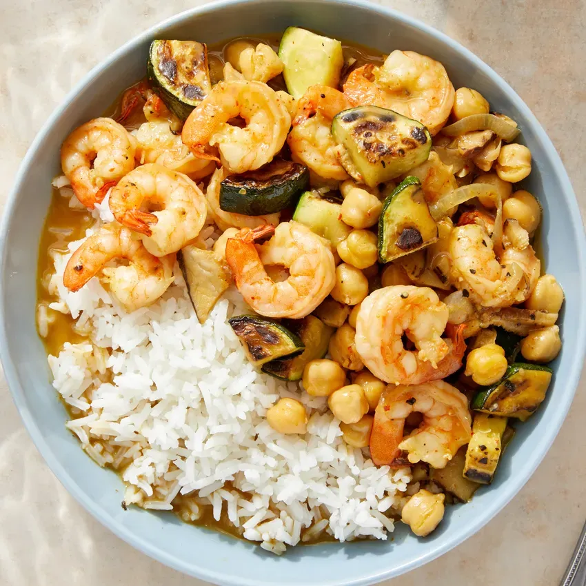 Thai-Style Coconut Shrimp Curry with Jasmine Rice