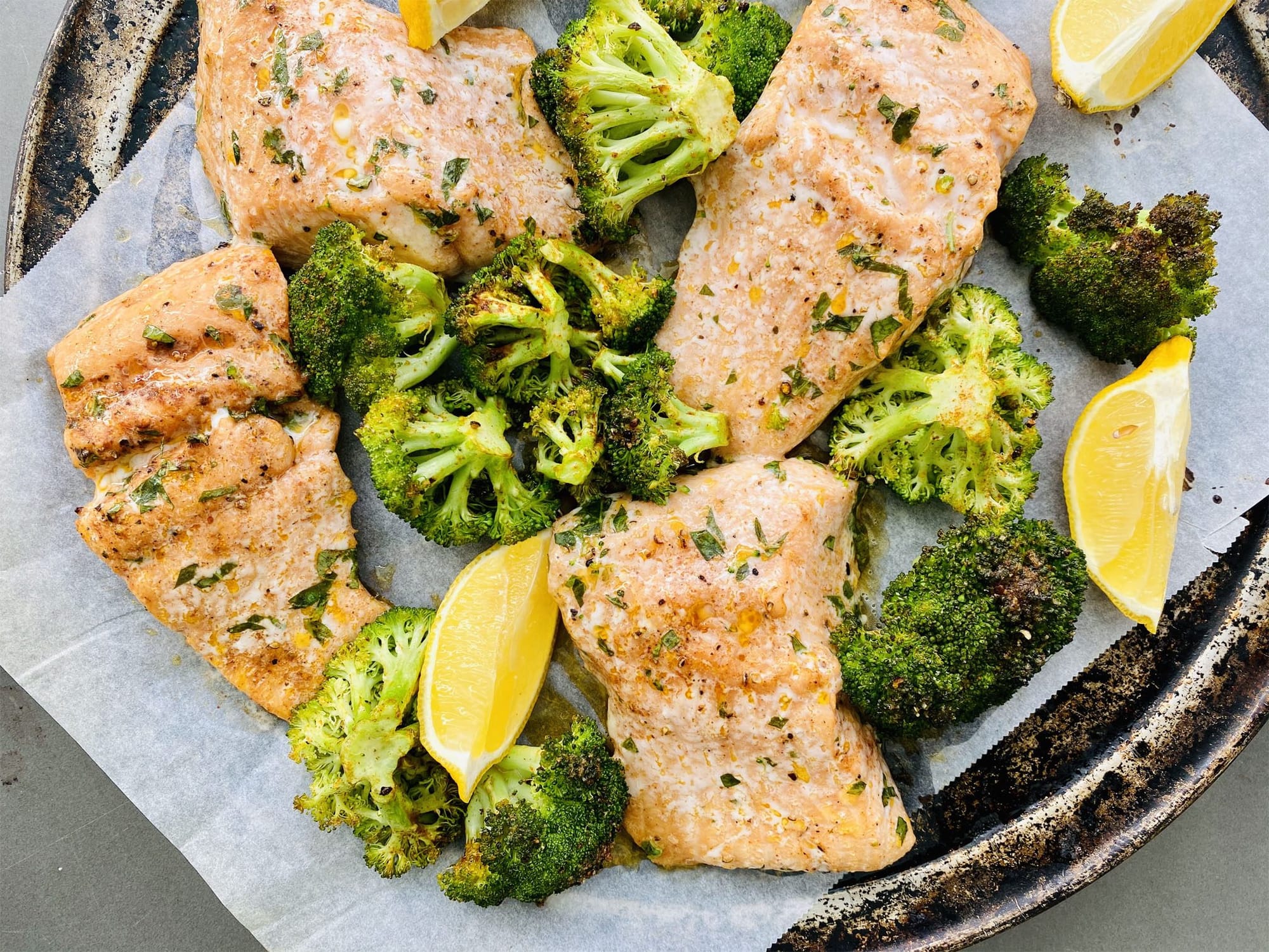 Broccoli and baked fish