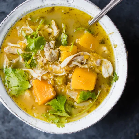 Butternut Squash Green Chile Chicken Soup