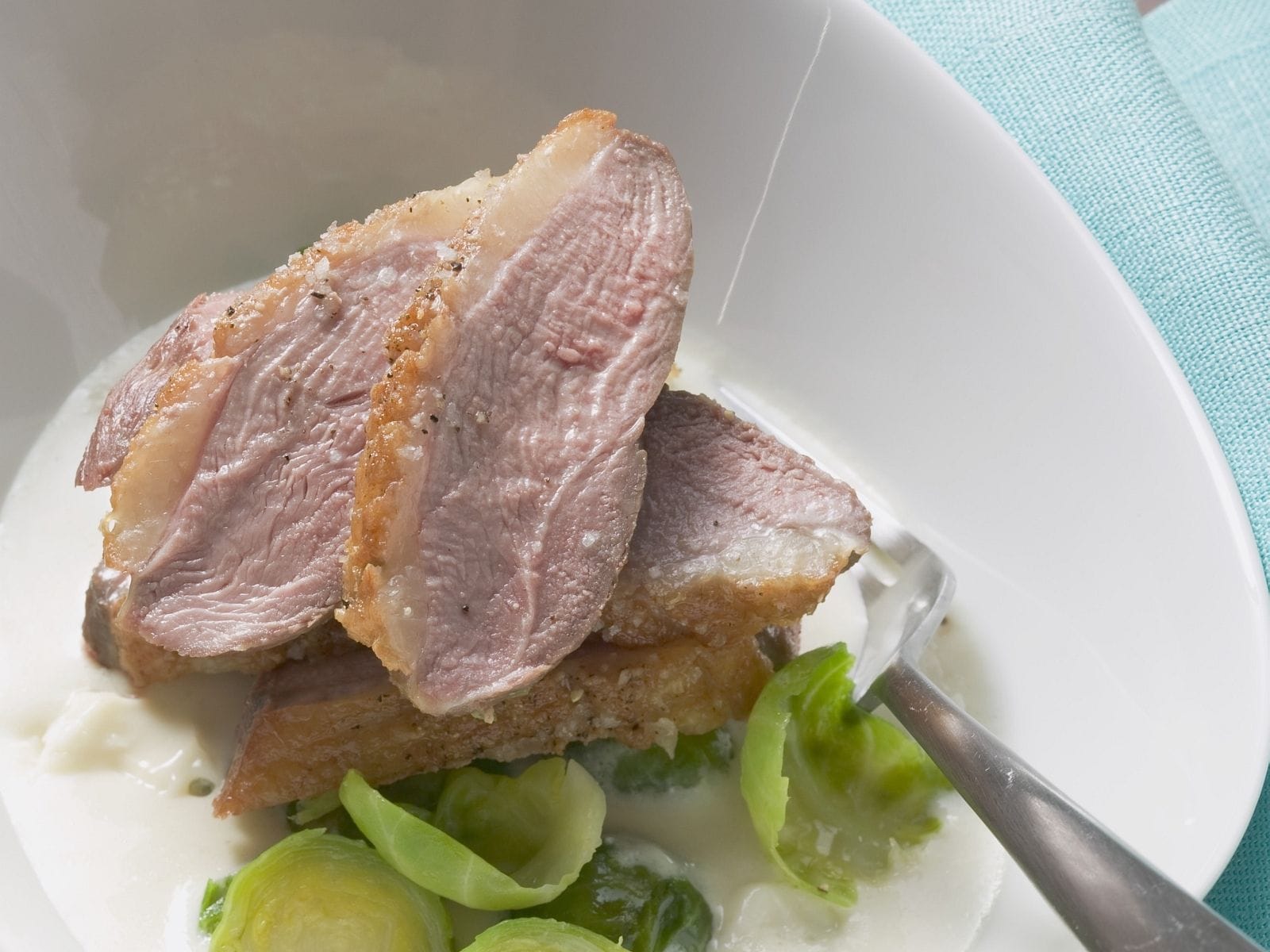 Duck Breasts with a Pear and Blue Cheese Sauce
