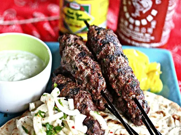 Grilled Beef Kebabs With Yogurt-Mint Sauce