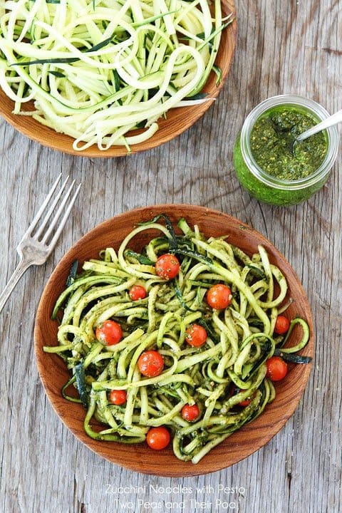 Pesto Parmesan Zucchini Noodles