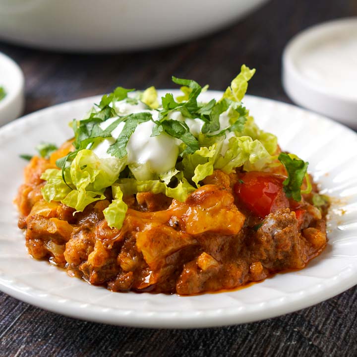 Slow Cooker Keto Taco Ground Beef Casserole