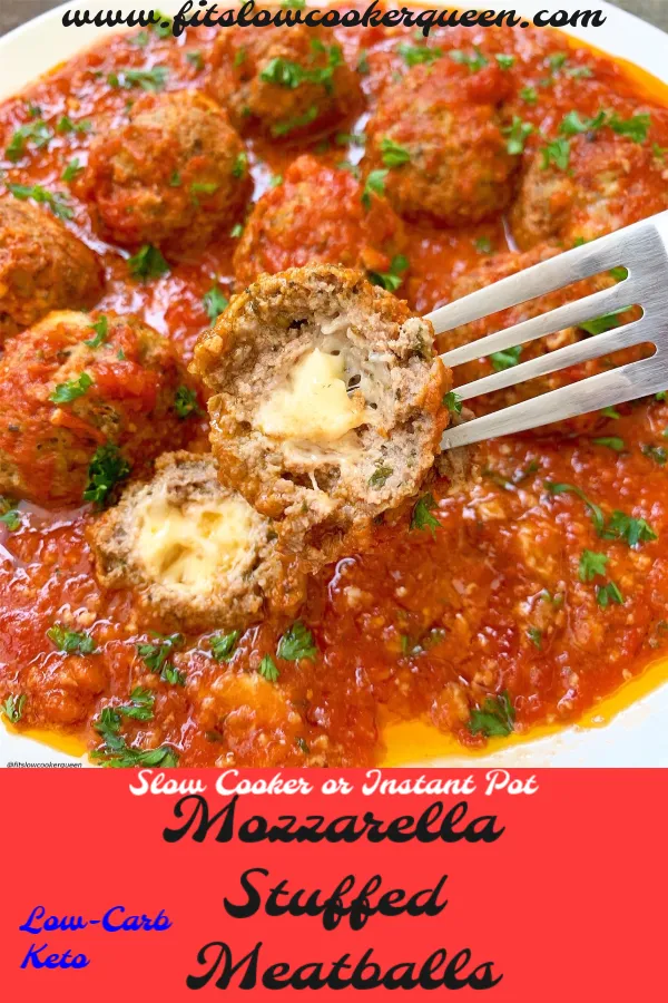Slow Cooker Mozzarella Stuffed Meatballs