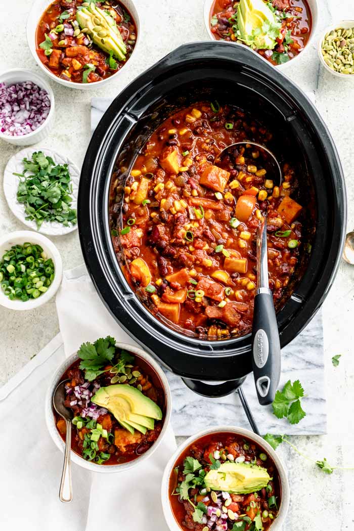 Slow-Cooker Vegetarian Chili With Sweet Potatoes